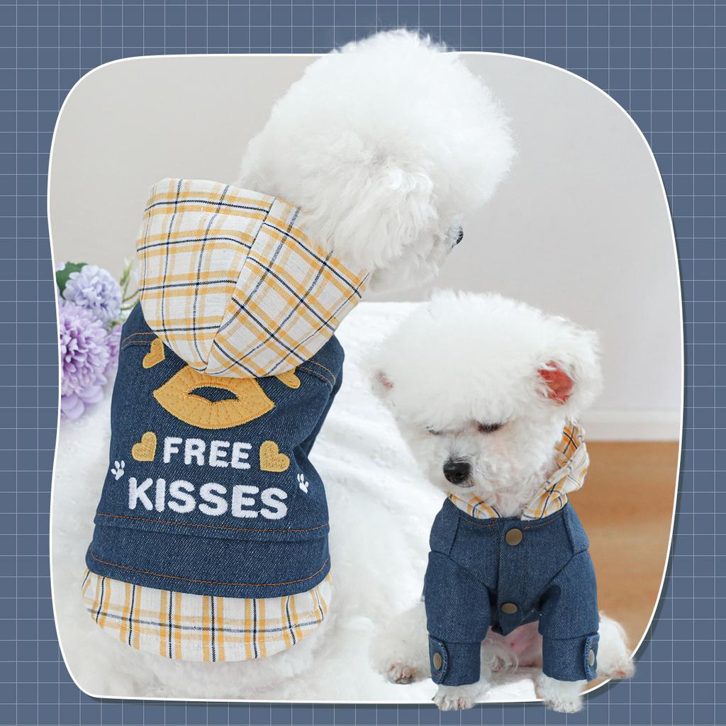 Pet Clothes Dog Cat Clothing Clothing Handsome Cute Rock Handsome Denim Collection Directly from the Manufacturer