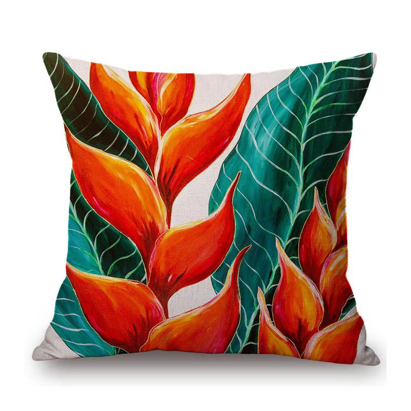 Tropical Plants Leaves Palm Leaves Oil Painting Home Decoration Art Sofa Throw Pillow Case Cotton Linen Flower Cushion Cover