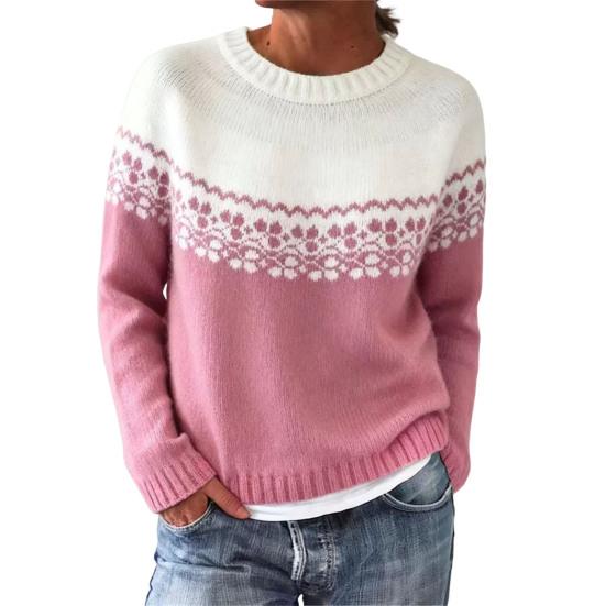 Женский свитер с круглым вырезом, длинным рукавом, в стиле пэчворк, пуловер, топы свободного кроя, осенне-зимний вязаный топ