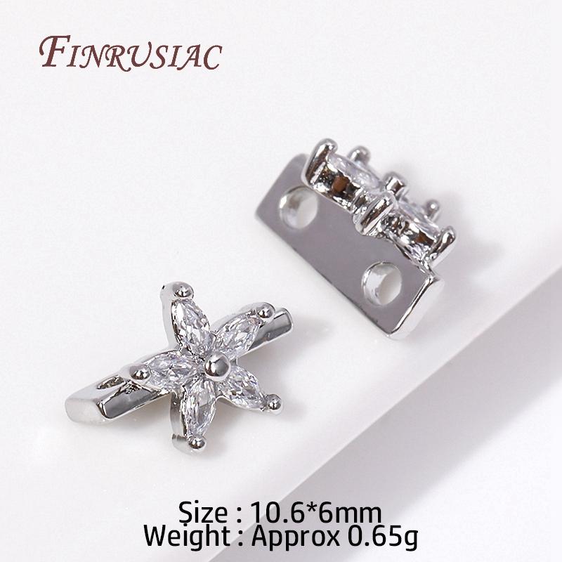 18K Gold Plated 2/3 Hole Separators For Beads,Inlaid Zircon Beads Separators,Handmade Decorative DIY Beading Jewelry Materials