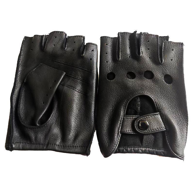 Deer Pattern Leather Half-Finger Motorcycle Gloves