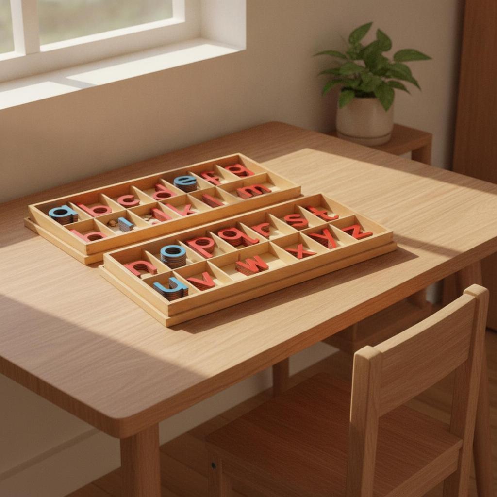 Movable Alphabet with Trays Handson Learning Lowercase Letter Set for Preschoolers,