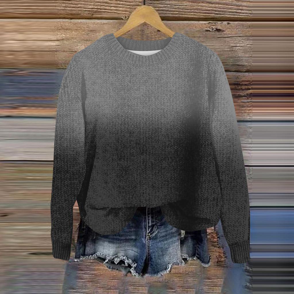 Свитшоты для женщин Вязаный свитер Милая рубашка Осенний круглый вырез Пуловер Топы