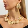SHIXIN Luxury Metal Irregular Short Choker Necklace Earrings Jewelry Set for Women Exaggerated Punk Geometric Torques Necklaces