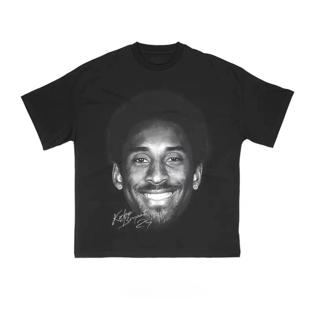 Винтажная футболка оверсайз с повторяющимся текстом Kobe Bryant, Графическая футболка с изображением легенды Los Angeles Lakers, Повседневный топ унисекс