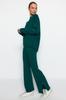 Women's Style Bottom-Top Set Clothes Emerald Green Wide Fit Basic Trousers Knitwear Bottom-Top Set