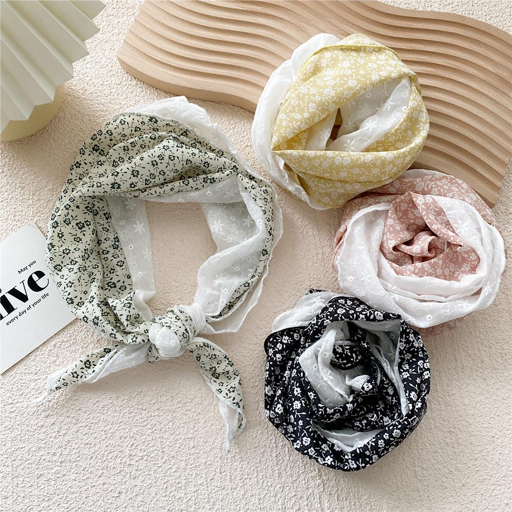Cotton And Linen Small Square Scarf Silk Scarf Women'S Spring And Autumn New Style Artistic And Versatile Fashionable Temperament Headband Scarf