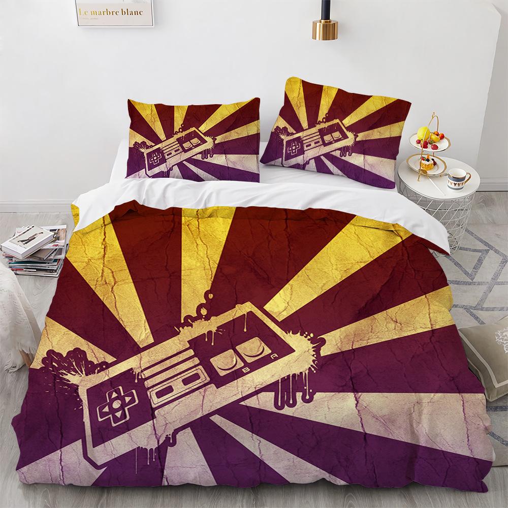 Game Handle King Queen Duvet Cover Kids Teens Boys Gamer Bedding Set Pillowcase Cartoon Psychedelic 2/3pcs Polyester Quilt Cover