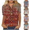 Женские летние повседневные модные хлопковые льняные женские рубашки с короткими рукавами и принтом, топы