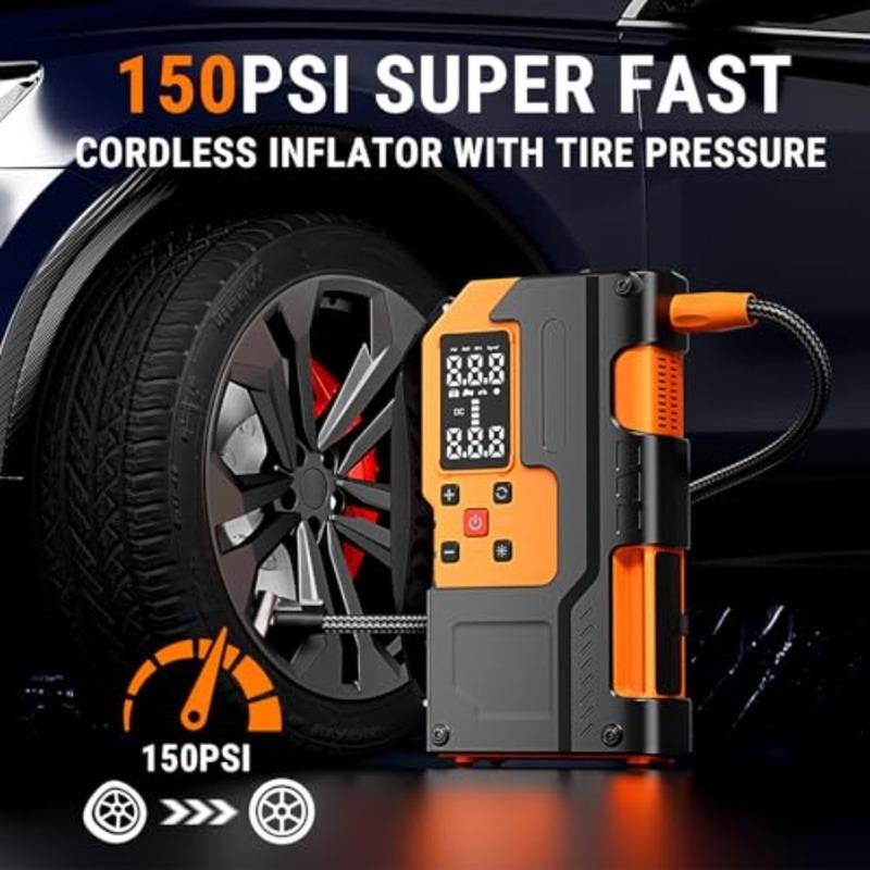 Автомобильный пуско-зарядное устройство с компрессором 5000А 150PSI Портативный стартер для всех бензиновых/10L дизельных двигателей Автомобильный аккумулятор w