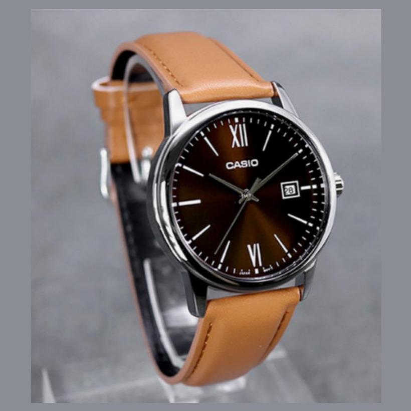 CASIO Мужские наручные часы с кожаным ремешком MTP-V002L-5B3 Мужские часы
