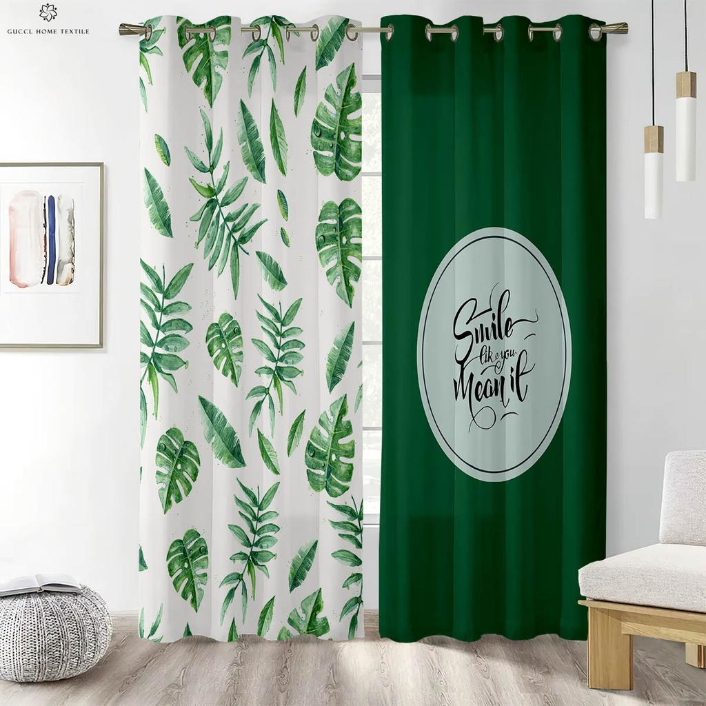 Тропическая растительность Зеленые растения Соответствие цветов Шторы с принтом в скандинавском стиле Спальня Гостиная Кабинет Декоративные шторы