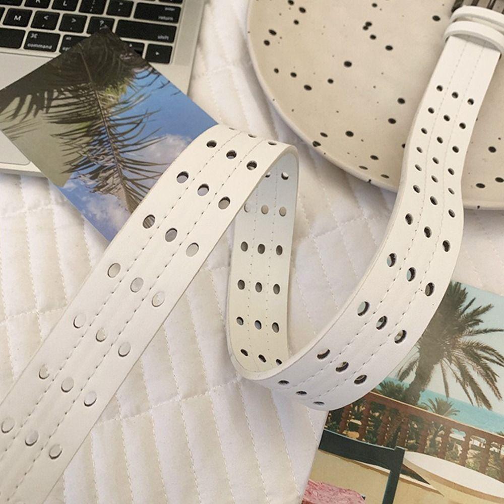 Y2k Leather Waistband Vintage Women's Dress Jeans Belt Trendy Three-Row Wide Belt Waist Belt