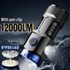 High Quality 4/6/8*P35 LED Flashlight ABS Super Bright Torch Rechargeable USB Light Waterproof with CAP CLIP for Hiking Camping
