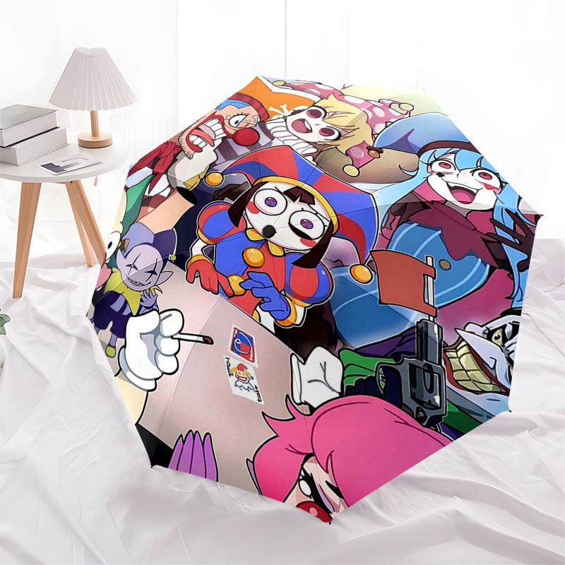 1pc Pennywise, Joker & Clowns Automatic Folding Outdoor Umbrella - Portable 3-Fold Design with 8-Rib Iron Frame - Outdoor for Fans, Travelers, Da