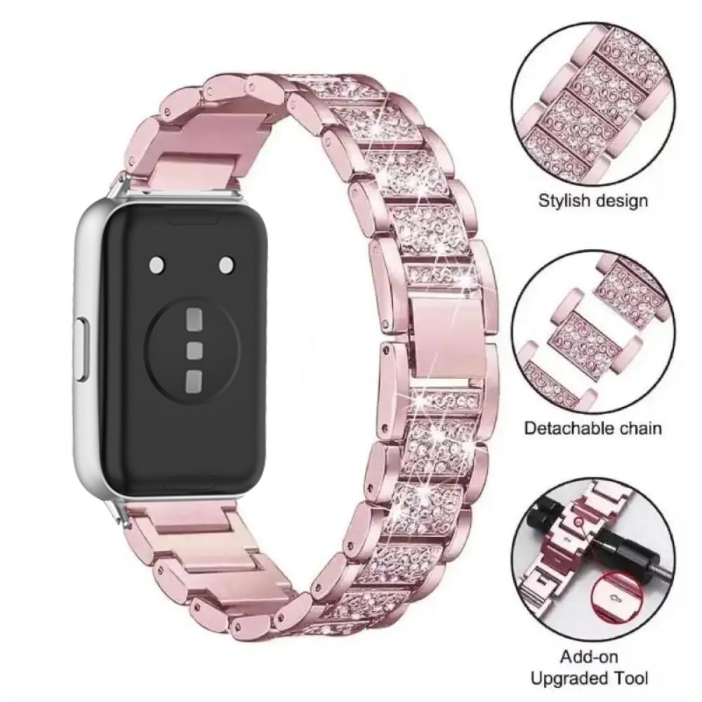 Алмазный ремешок из нержавеющей стали для Huawei Band 11 / 11Pro, роскошный блестящий металлический браслет на запястье, сменный ремешок для женщин, аксессуары