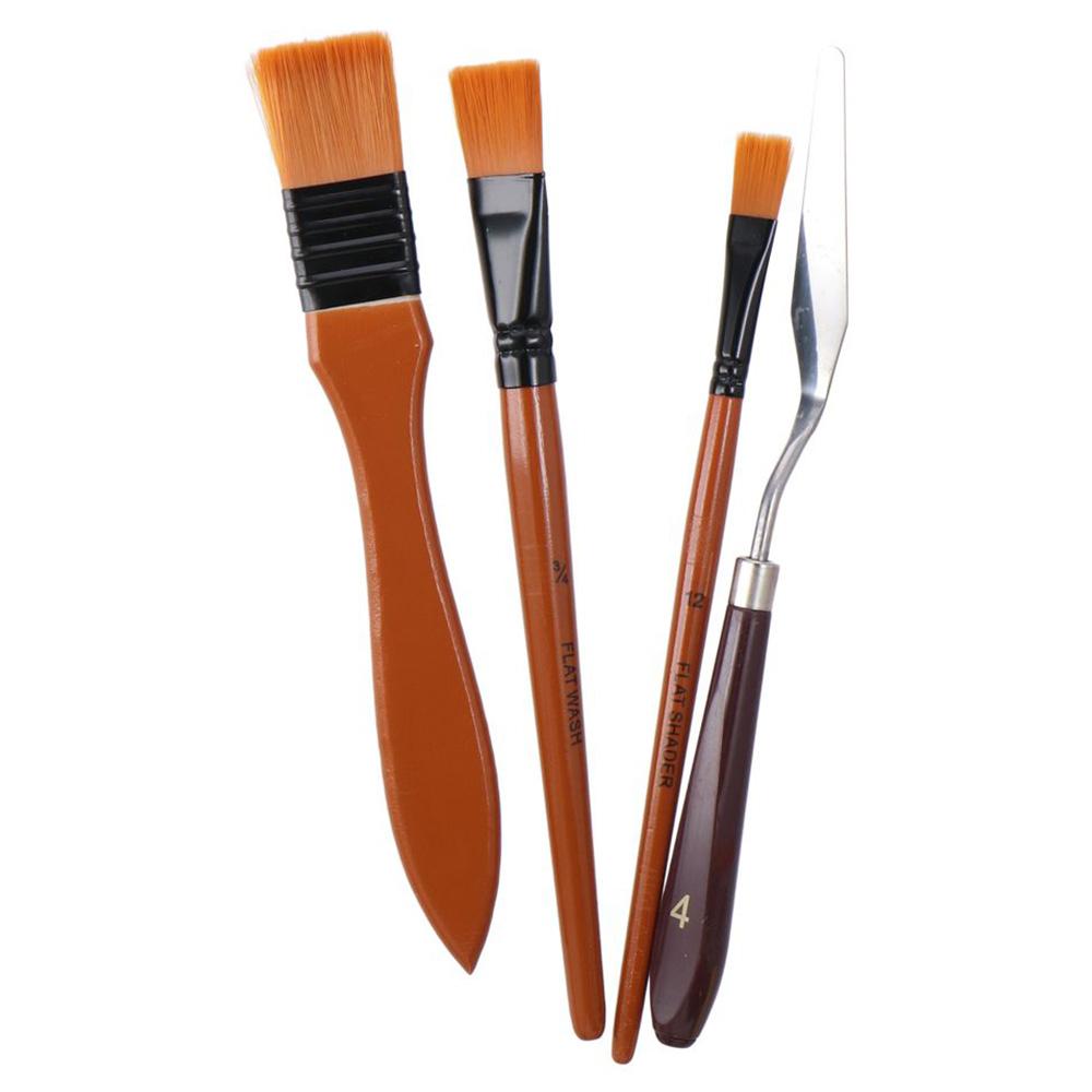 23*9.5cm 10 Pieces Paint Brush Set Wood 1 Paint Spatula with Brush Case Painting   For Oil