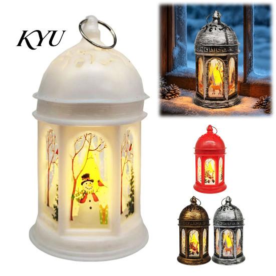 Hanging Lantern Decor Retro Christmas Night Light, Battery Operated LED Lamp, Decorative Flickering Portable Flame Flameless for Home Holiday
