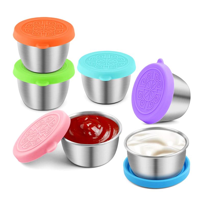 40 мл салатница с крышками герметичная нержавеющая сталь соусница для ланч-боксов пикников фруктов закусок соусов контейнеры