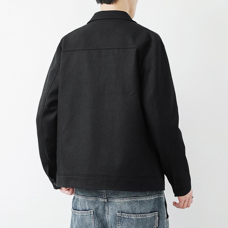 Autumn New Jacket Boys Simple Lapel Solid Color Jacket Men's Casual Business Tops Trendy Loose Men's Clothing