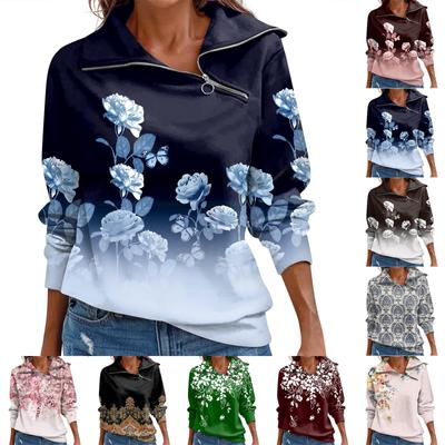 Женская осенняя футболка, свободный пуловер, спортивные топы, повседневный топ с V-образным вырезом и длинным рукавом, с принтом