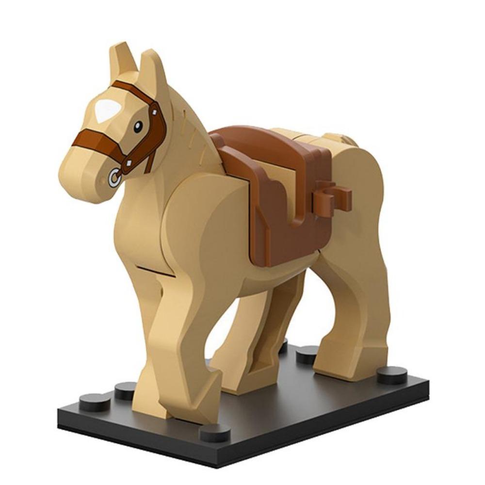 Single Sell Medieval Knight War Horses Wolves Tiger Bears Deer Dragon Animal Decorative Toy Moc Building Block Rope Saddles K039