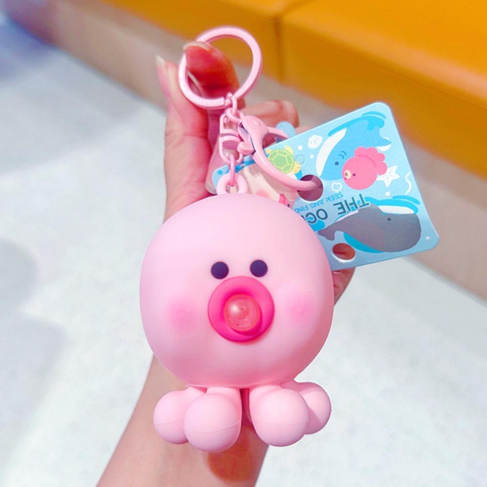 Blow Bubble Silicone Octopus Pendant Bag Decoration Octopus Doll Keyring  Car Keys Accessories