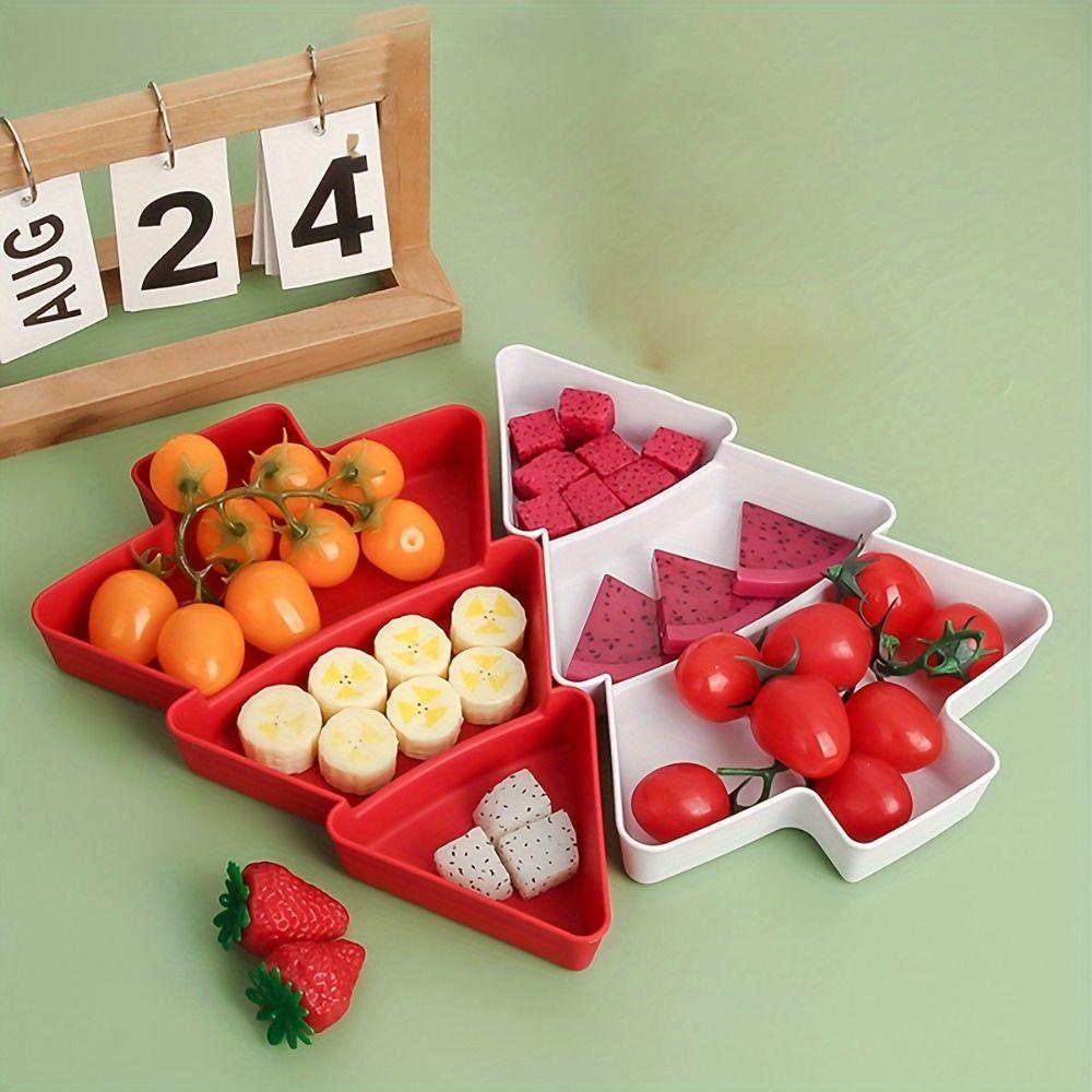Plastic Fruit Plate Christmas Tree Shape Candy Dish Serving Tray Nuts Dry Fruits Plate  Dessert