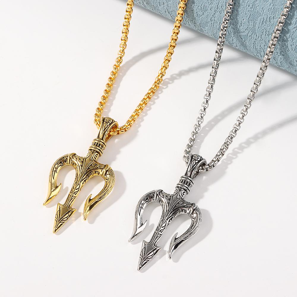Gift Fashion Retro Charm Chain Punk Vintage Necklace Neptune Trident Pendant Hip Hop Choker