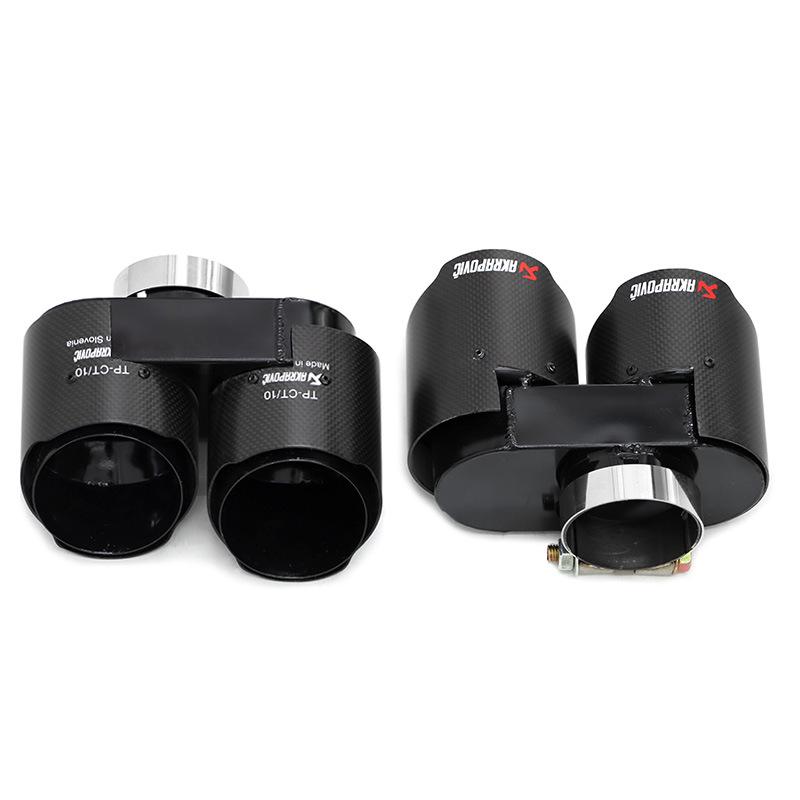 Квадракромированные выхлопные трубы из нержавеющей стали и черного углеродного волокна для BMW 4 серии (425, 430, G22, G26) - Не требуется резка/сварка