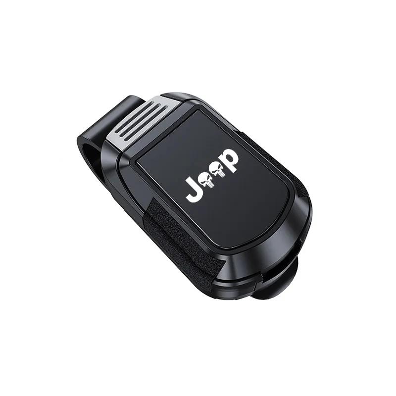 For Jeep Car Glasses Clip Sun Visor Card Holder Ticket Clamp For Jeep Grand Cherokee Wrangler JK Gladiator Compass Renegade W