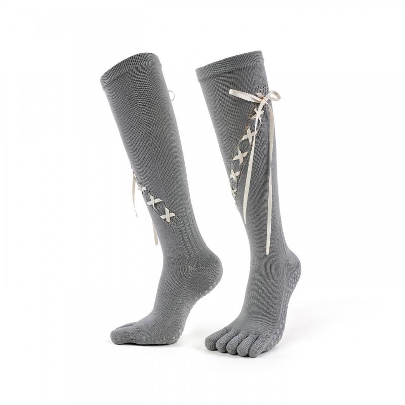MEIKAN Yoga Pilates Toe Socks Non-slip High Tube Cotton Women