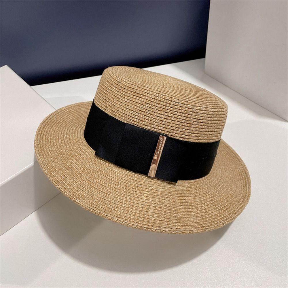 Sun Protection Ladies Sun Hat Satin Bow Visor Cap British Style Beach Hat Sun Protection