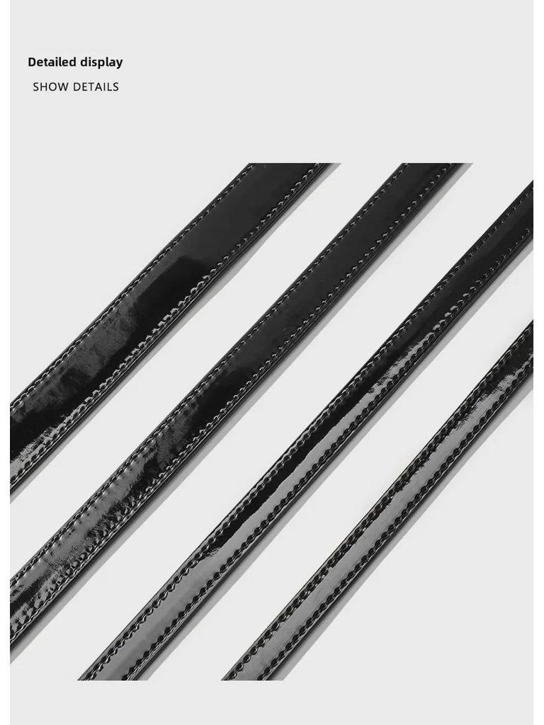 MHS-A-25 Черная блестящая лакированная сумка через плечо с регулируемым ремнем и пряжкой-шпилькой