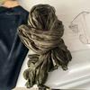 Women Scarf Solid Color Pleated Long Scarf Retro Autumn Winter Warm Long Scarf Soft Vintage Inspired Scarf