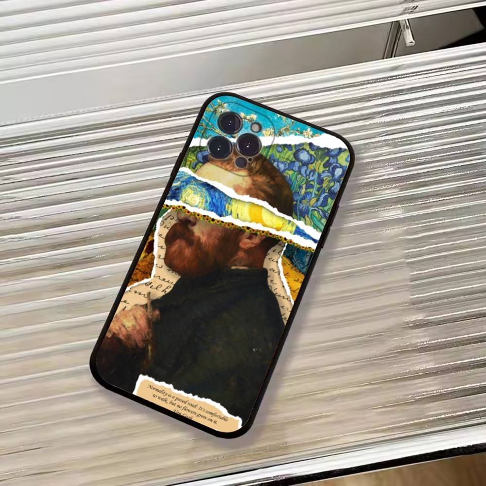 Чехол для телефона Van Gogh A-Art Эстетичный Для iPhone 17, 16,15,14,13,12,11 Plus,Pro Max, Других Мягкий Черный Чехол