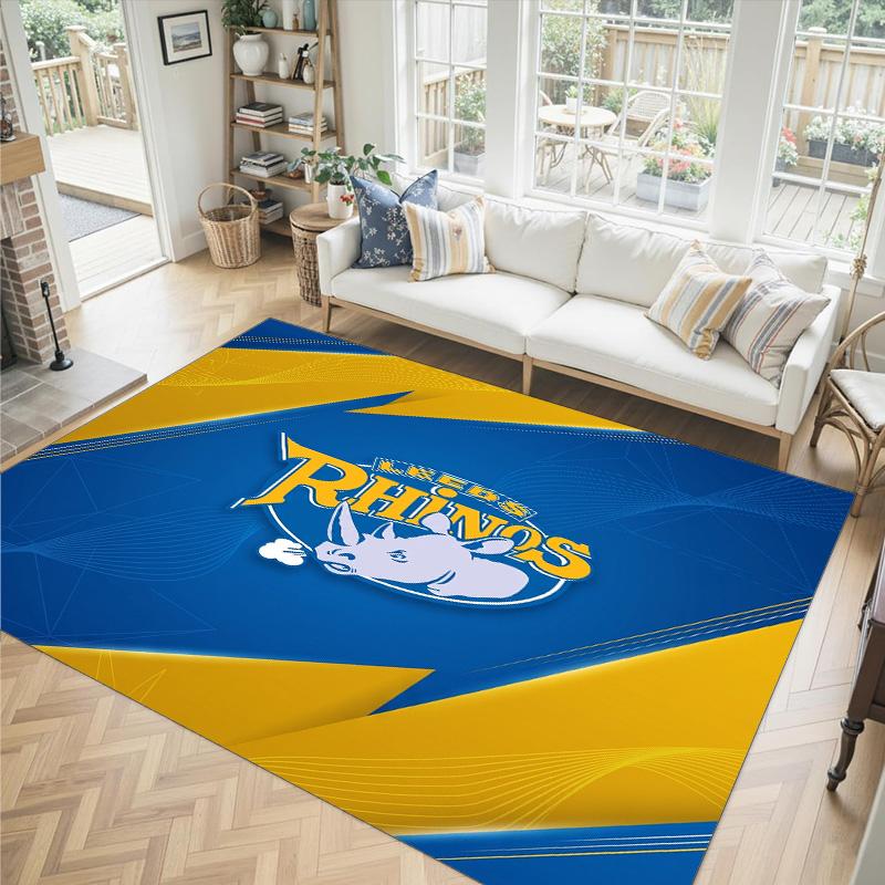 Leeds Rhinos Design Crystal Velvet Carpet Cozy Non?Slip Printed Rug For Bedroom Living Room Entrance