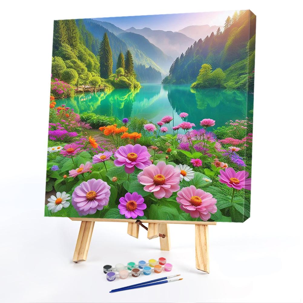 Набор для рисования по номерам на холсте своими руками, масляная живопись, картина с цветами, домашний декор на стену 40x40 см