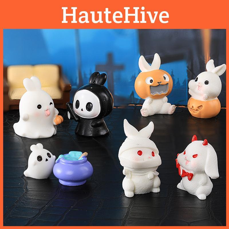 Delightful Halloween Cartoon Resin Rabbit Figurines For Succulent Planters And Mini Gardens