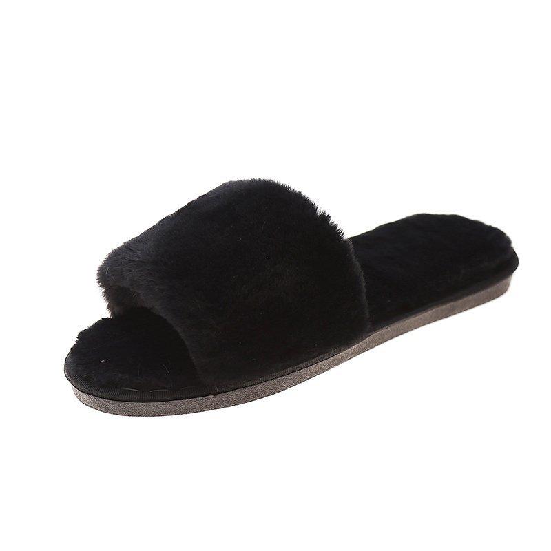 Зимние женские зимние домашние меховые тапочки, нескользящая повседневная домашняя обувь на плоской подошве, женские шлепанцы, теплая обувь, однотонные цвета