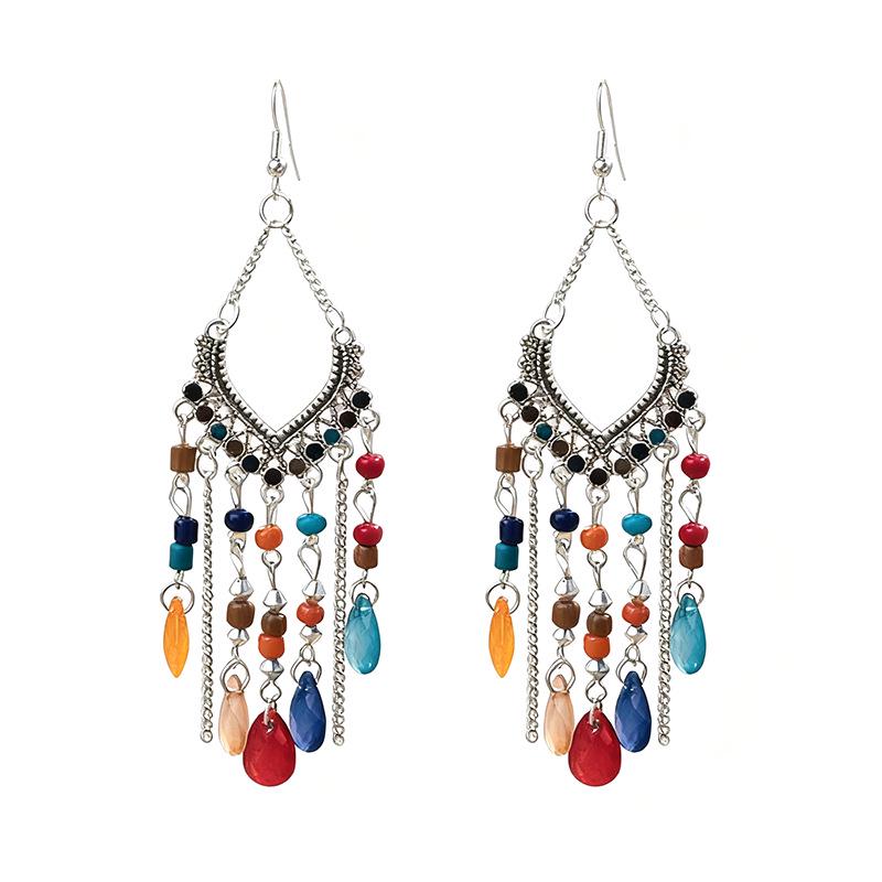 Серьги с кисточками из богемского хрусталя - Этнический стиль, стройнят лицо, преувеличенный дизайн для путешествий