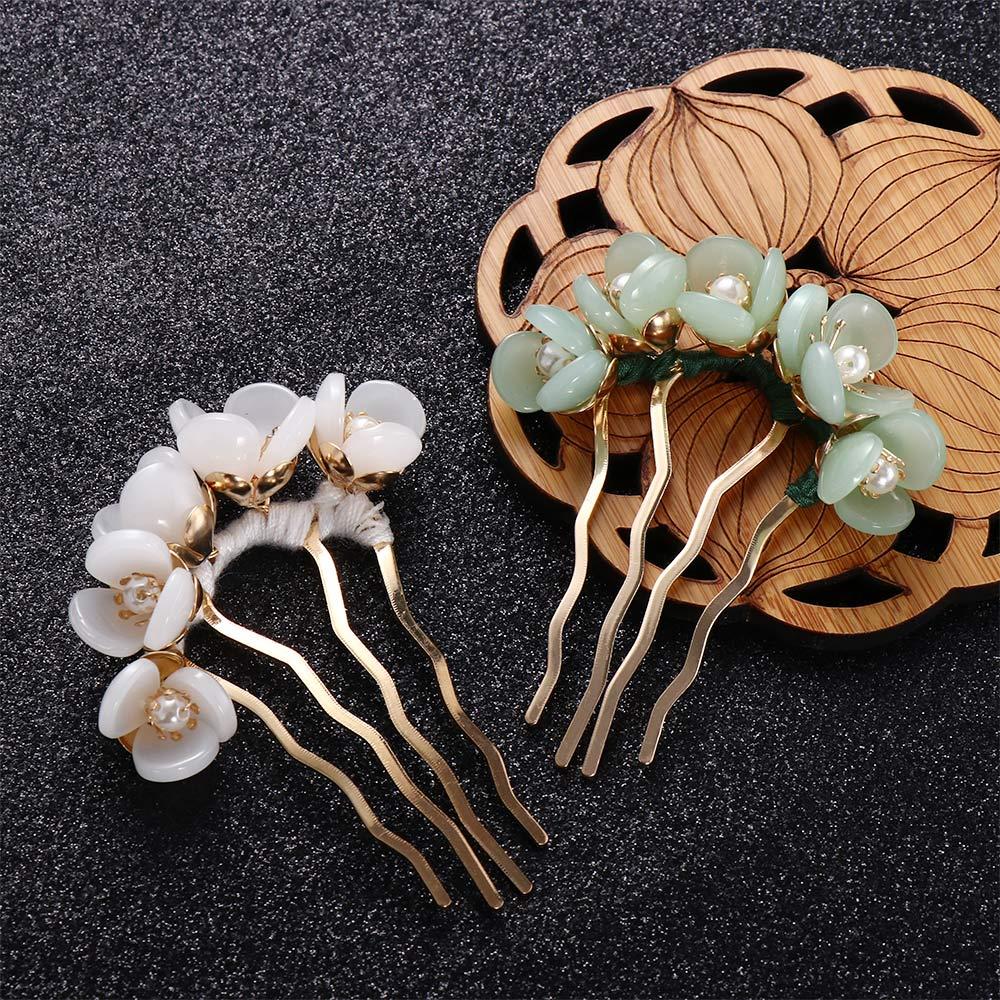 Hanfu Pearl Cheongsam Disk Hair Flowers Hair Stick U Shaped Hairpin Hair Fork Hair Accessories