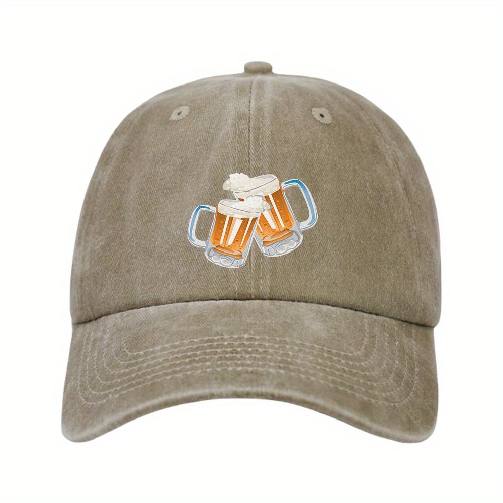 Beer Cheets Mugs Unisex Washed Baseball Cap Vintage Adjustable Casual Polyester Trucker Hat