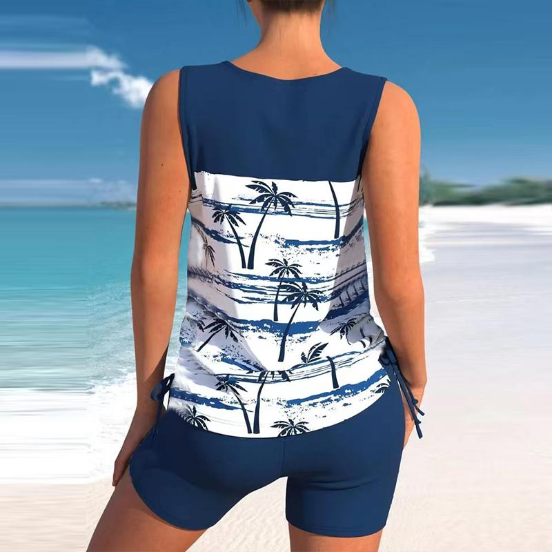 Women Floral Print Two Piece Swimdress Tankini Set 2023 Sexy Swimwear Large Size Bikini Monokini Set Summer Swimsuit Beachwear