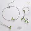 Тенденция небольшого свежего зеленого бутона с камнем кошачий глаз, кольцо, женский легкий роскошный модный индивидуальный комплект сережек Mori, ожерелье, браслет, красивые аксессуары