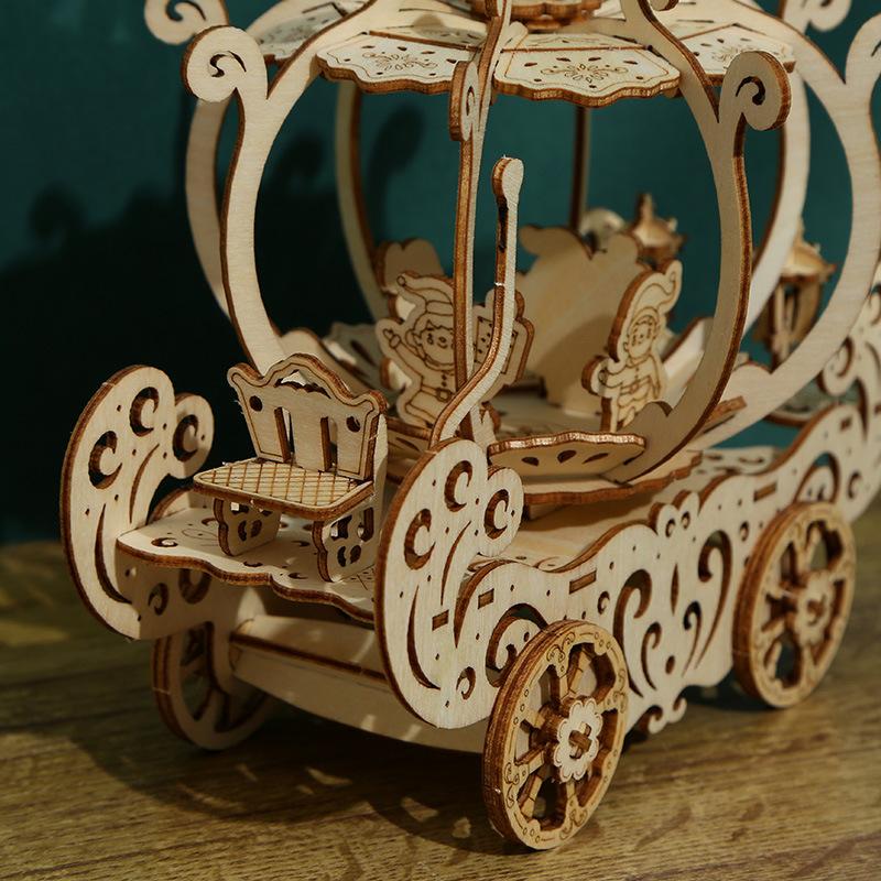 In Stock Pumpkin Car Wooden Assembled Model 3D Handmade Toys High-end Ornaments Collectibles 2023 New Cross-border Products