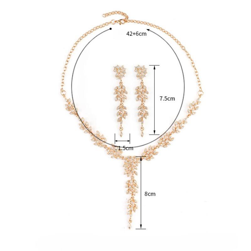 GemChic Women's New Vintage Alloy Branch Crystal Rhinestone Collarbone Pendant Necklace Earrings Two Piece Set Birthday Christmas Jewelry Gift