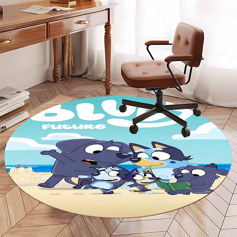 Bluey Printed Round Rug Carpet Chair Rug Area Rug Entryway Doormats,for Office Chair Living Room Bedroom Kitchen Room.