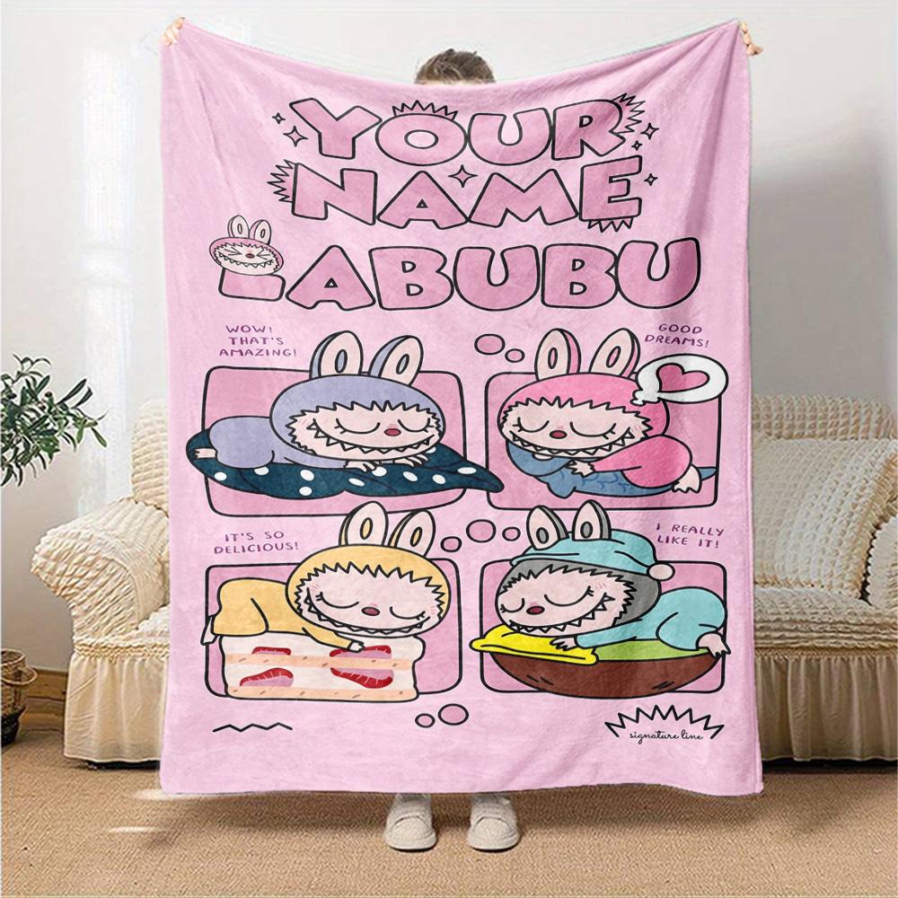 Labubu Personalized Name Blanket Multi-purpose Personalized Blanket Ultra-Soft Perfect for Living Room Bedding Picnics Sofa Four Seasons Multipurpose