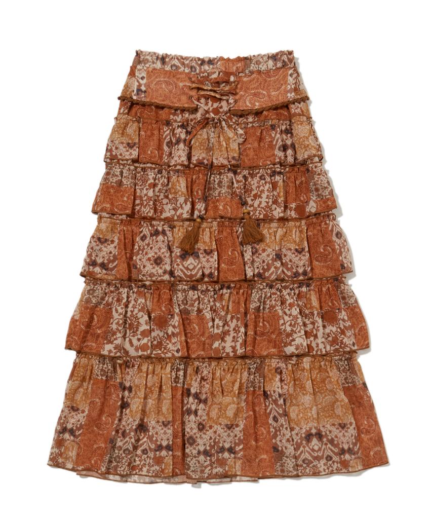 Penfield Vintage Bohemian Tiered Skirt Orange_Fs1Ws11F